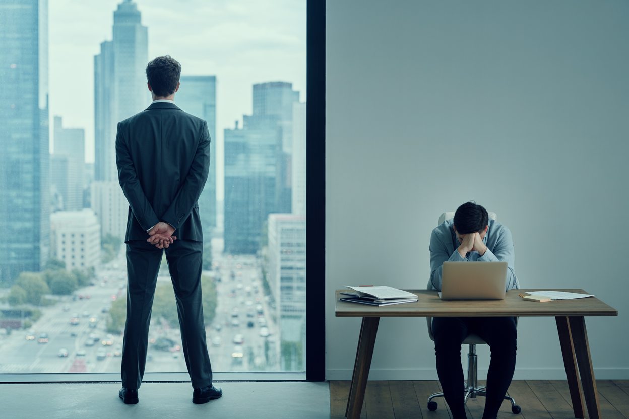 Business leader reviewing AI workforce data